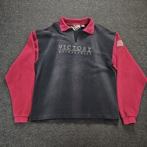 Vintage Victory Motorcycle 1/4 Zip sweater Mens Large Biker 90s Sweatshirt Faded